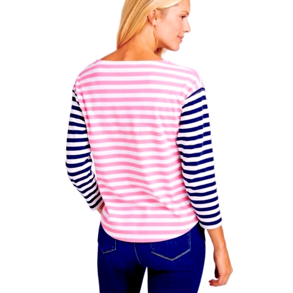 Vineyard Vines Pink and Navy Striped Top - Picture 3 of 15